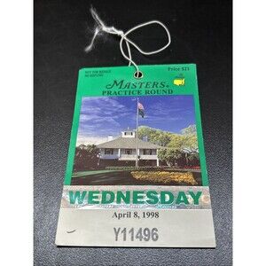 1998 Masters Golf Tournament Practice Round Badge ~ Wednesday April 8, 1998